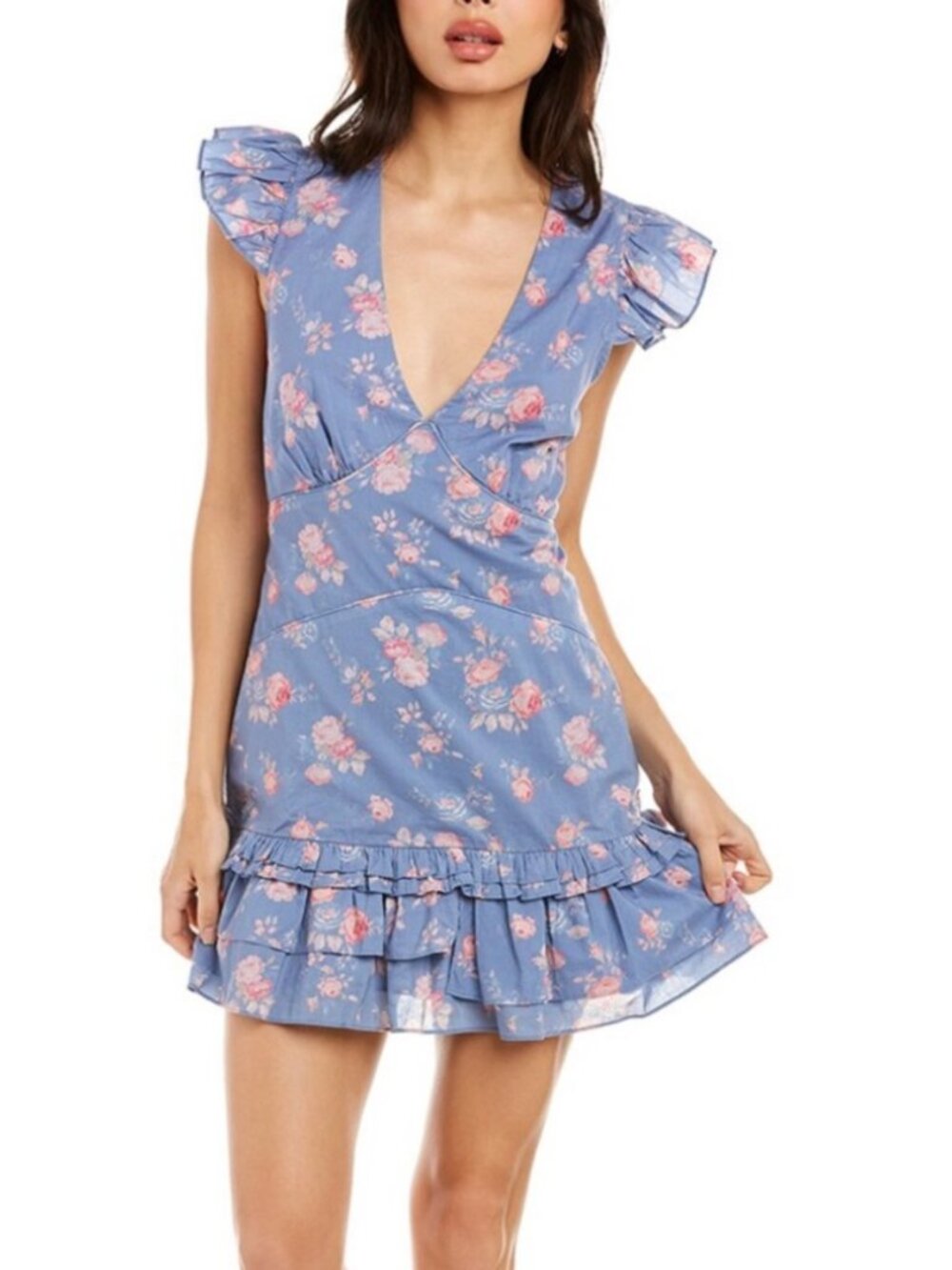 LoveShackFancy Arthur Mini Dress Blue Floral Size 0